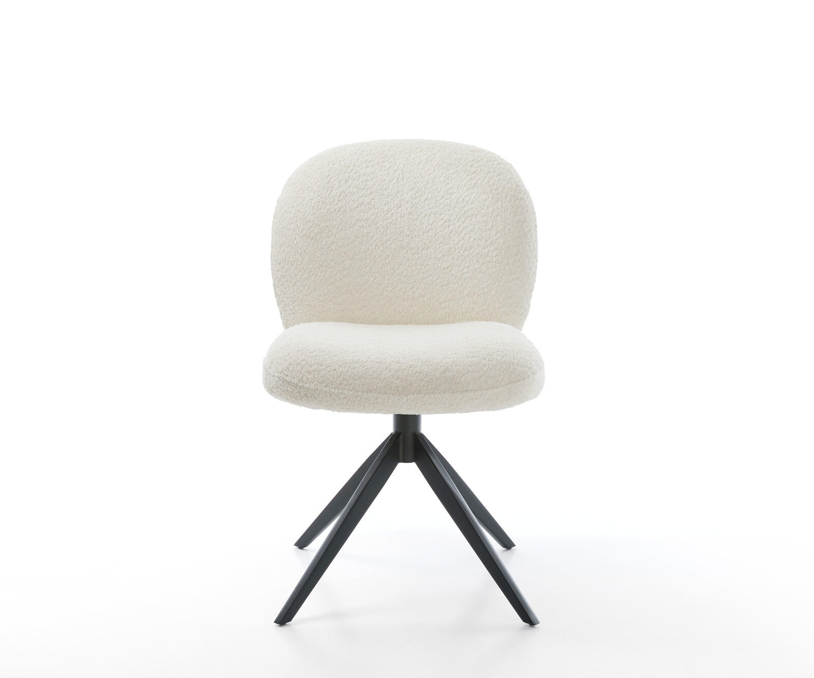 Въртящ се стол Nube-Flex Bouclé Бяла кръстосана рамка широка Черна 360° въртене Люлееща се функция Ядро от джобни пружини 1