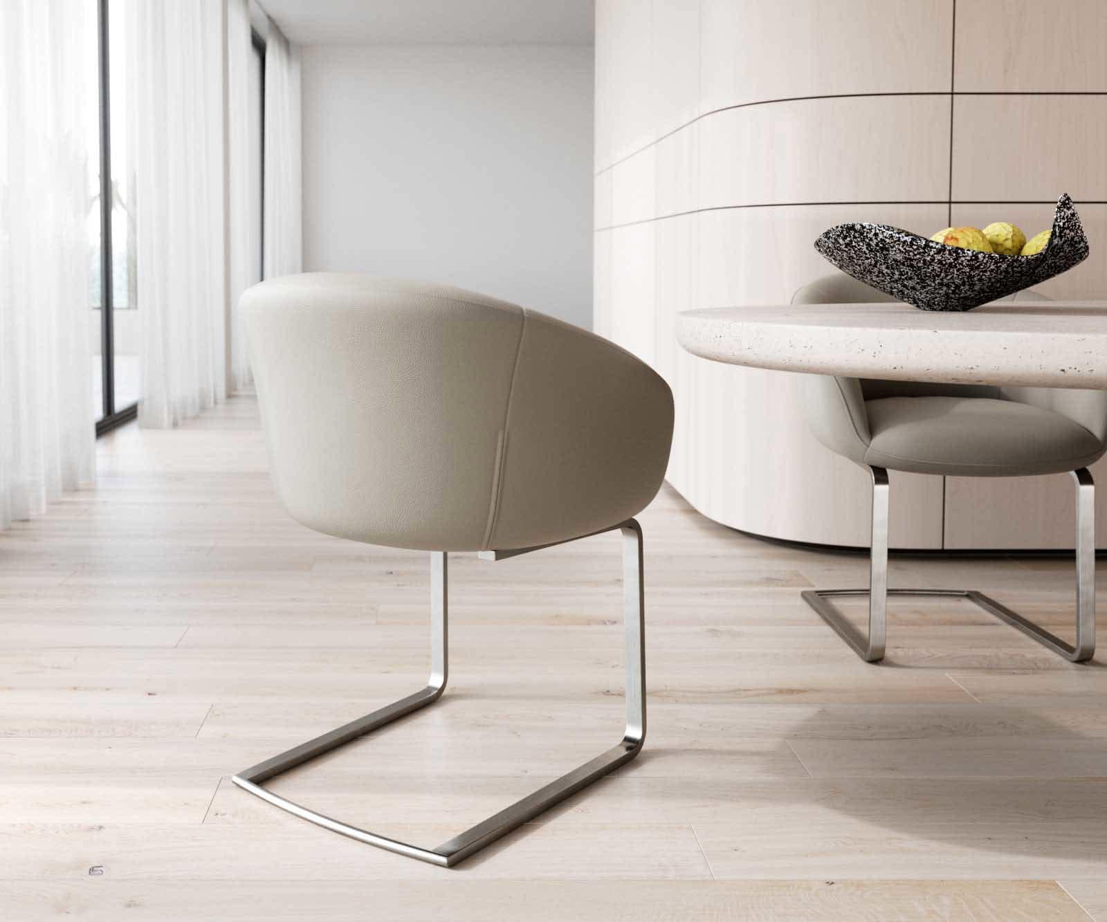 Люлеещ стол с подлакътници Естествена кожа Сиво-Кафяв Конзолен крак плосък Неръждаема стомана Покет пружина Vinka-Flex 4 Люлеещ стол с подлакътници Естествена кожа Сиво-Кафяв Конзолен крак плосък Неръждаема стомана Покет пружина Vinka-Flex 4