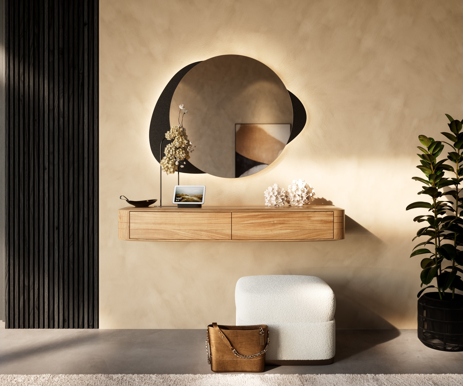 Конзолна маса Nagaru 125x40 cm акация Aura 2 чекмеджета плаващи 1 Конзолна маса Nagaru 125x40 cm акация Aura 2 чекмеджета плаващи 1