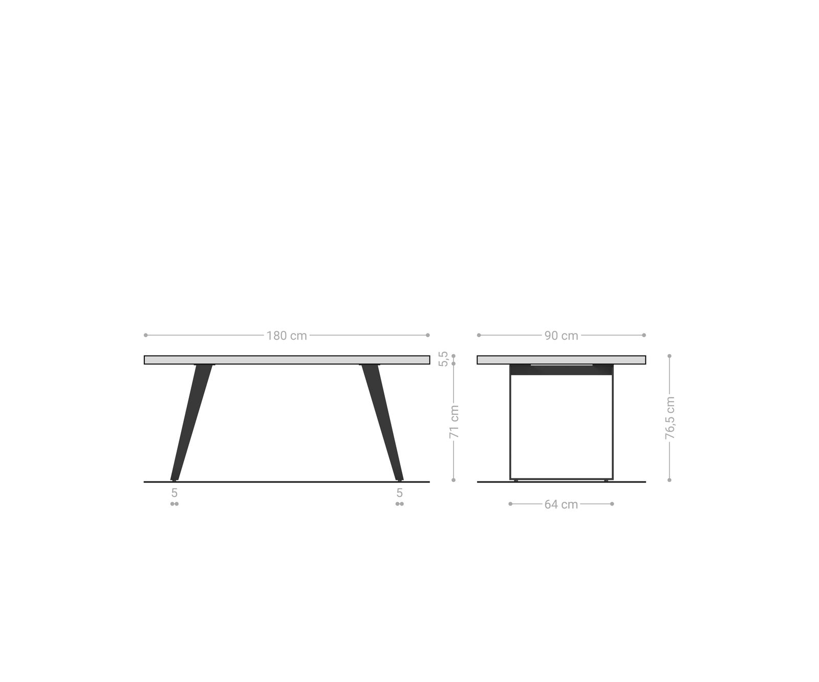 Маса 180x90 XL Акация Платинен цвят Метал под ъгъл Edge 2 Маса 180x90 XL Акация Платинен цвят Метал под ъгъл Edge 2