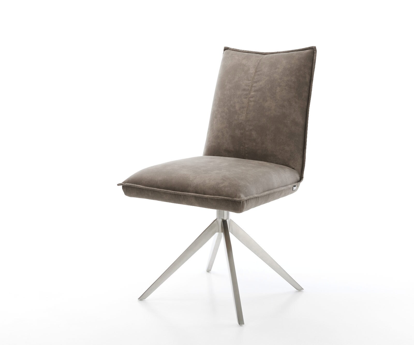 Въртящ се стол Lelio-Flex микрофибър сив винтидж Кръстосана рамка от широка неръждаема стомана Въртене на 360° Люлееща се функция Ядро от джобни пружини