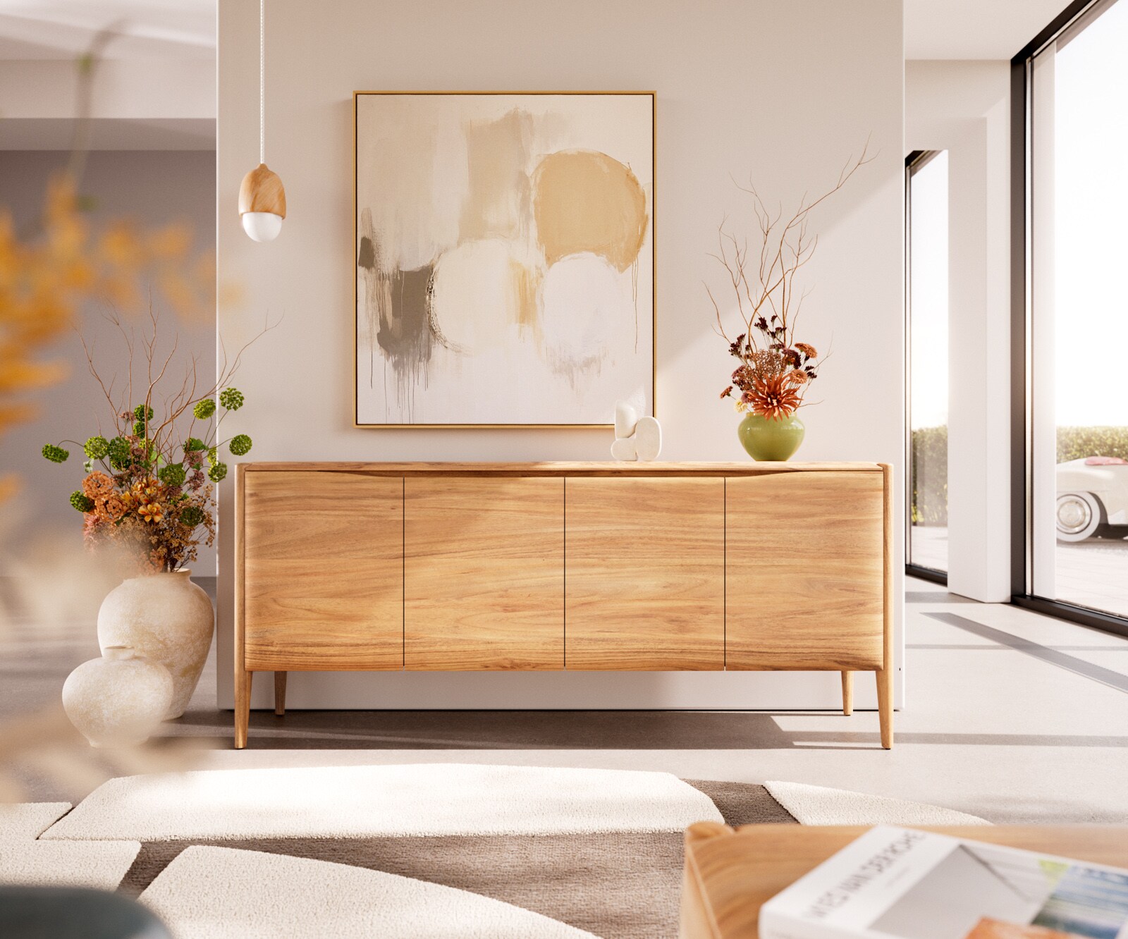 Шкаф Simcha 175 cm естествена акация 4 врати 1