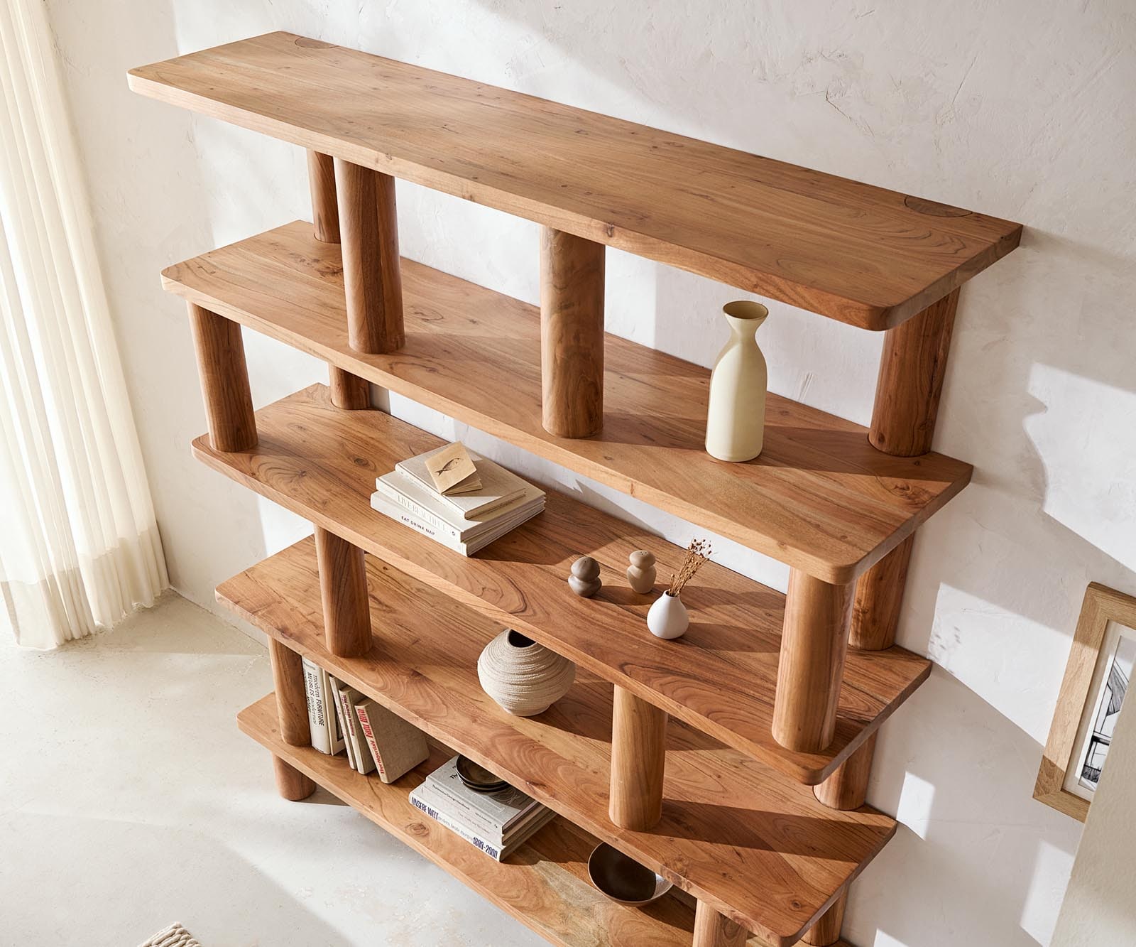 Етажерка Accra 170x190 cm естествена акация 8 отделения 3 Етажерка Accra 170x190 cm естествена акация 8 отделения 3