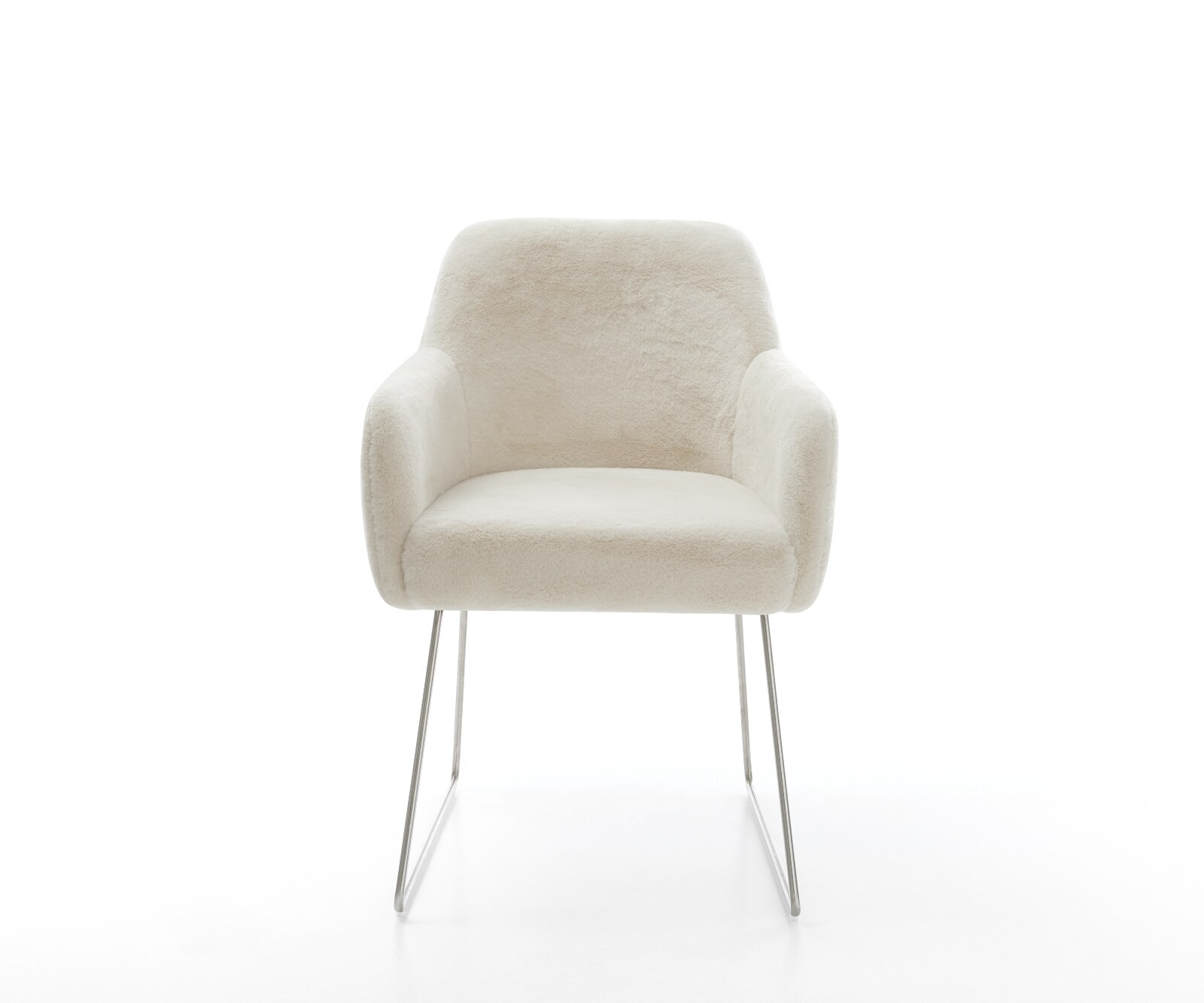 Стол за хранене Greg-Flex плюшена кремаво-бяла основа от неръждаема стомана с джобни пружини 1