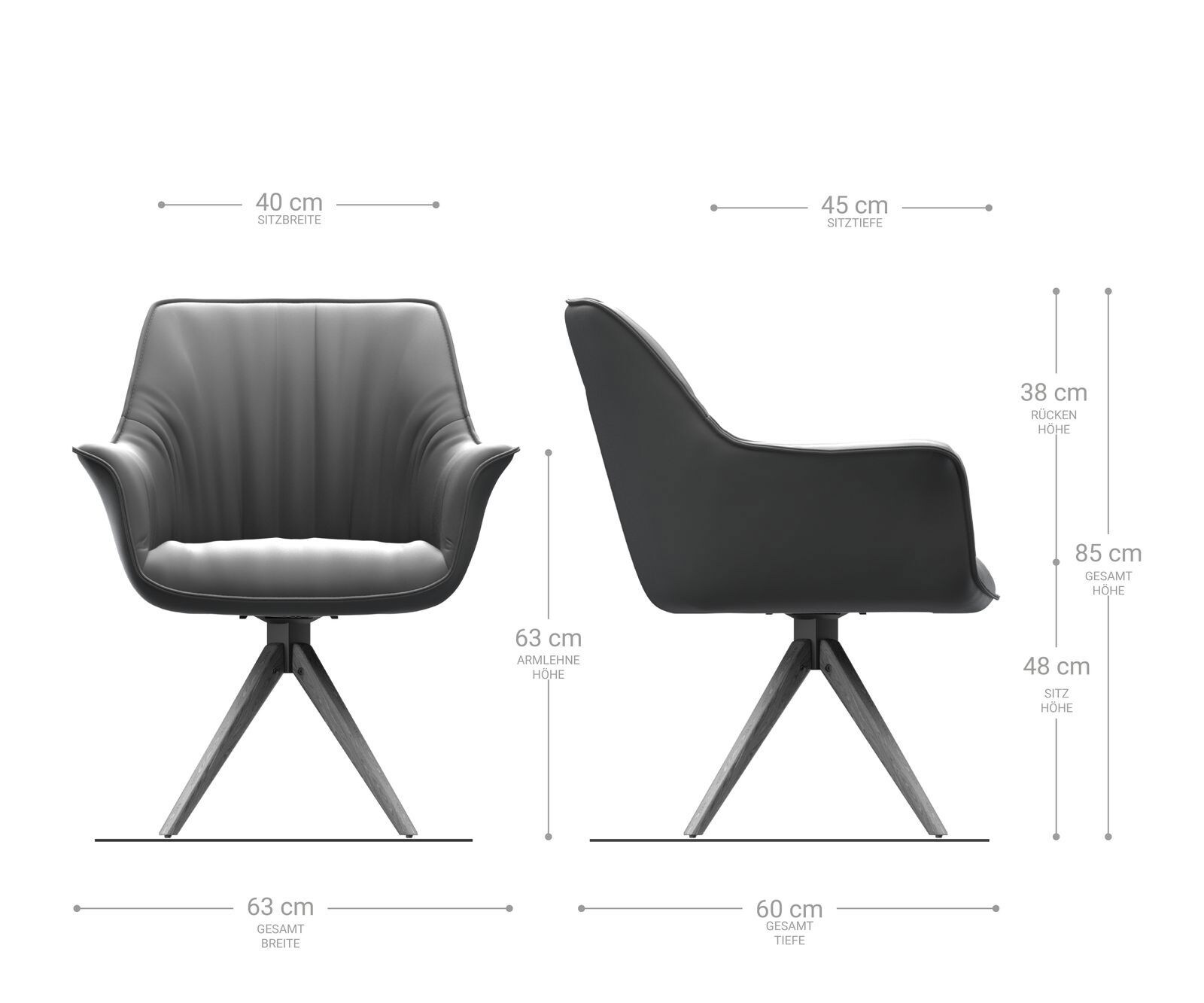 Врътящ се стол с подлакътници Естествена кожа Черен Дървена рамка  180° въртящ се Keila-Flex 1 Врътящ се стол с подлакътници Естествена кожа Черен Дървена рамка  180° въртящ се Keila-Flex 1