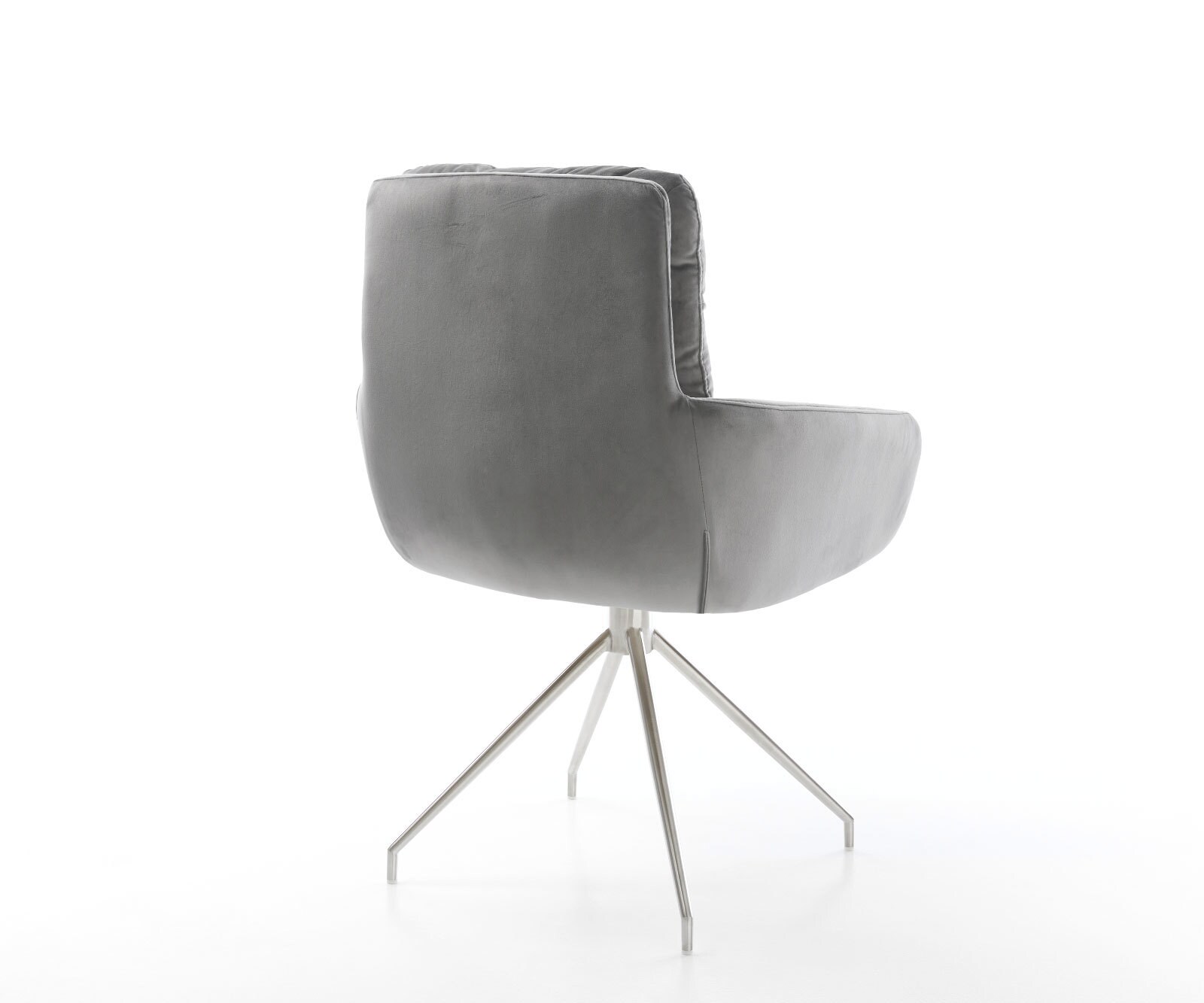 Врътящ се стол с подлакътници Кадифе Сив Конус крак кръгъл Неръждаема стомана 180° въртящ се Abelia-Flex 5