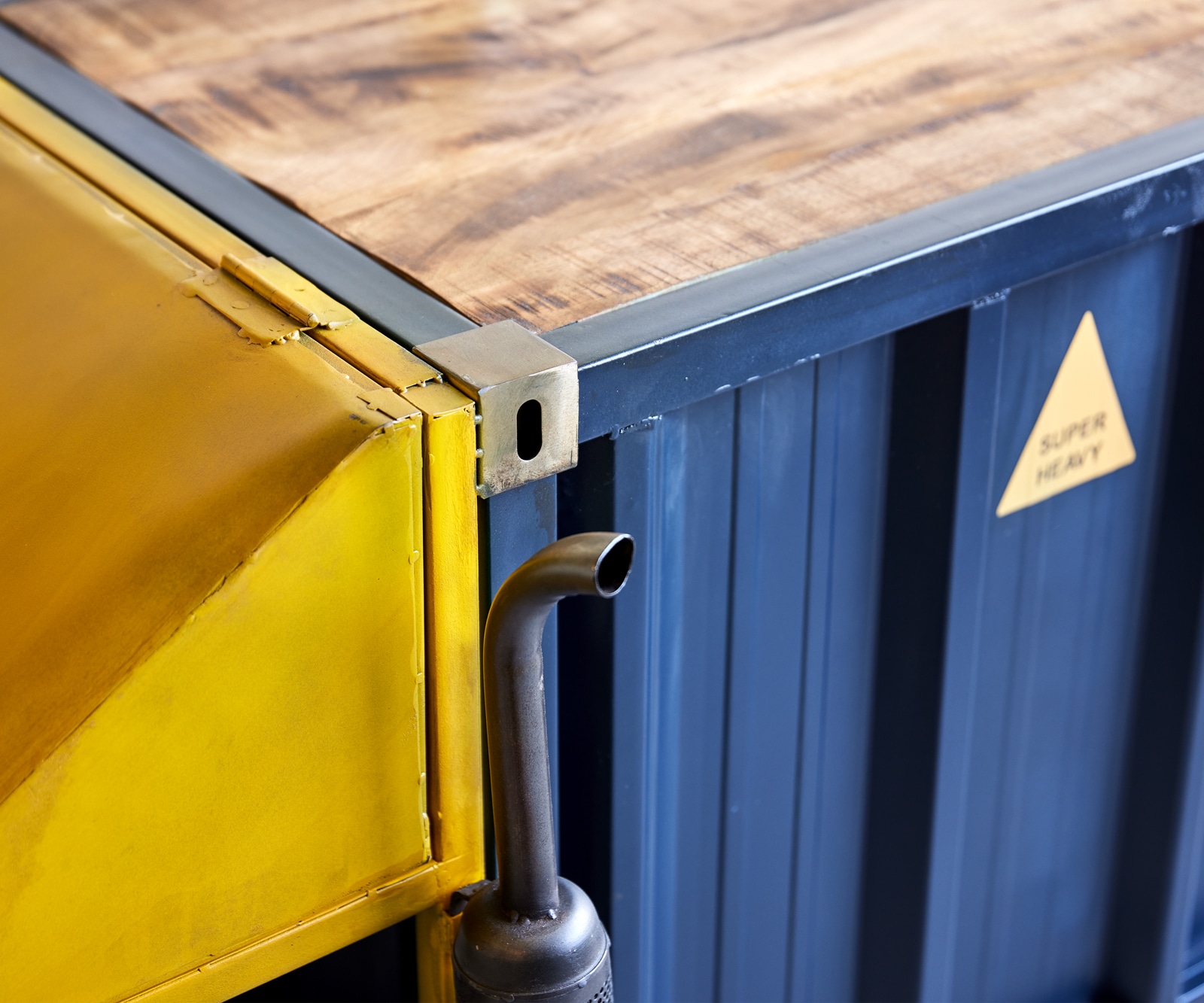 Бар 220x110 cm Мангово дърво Метал Син-Жълт LKW 2 Бар 220x110 cm Мангово дърво Метал Син-Жълт LKW 2