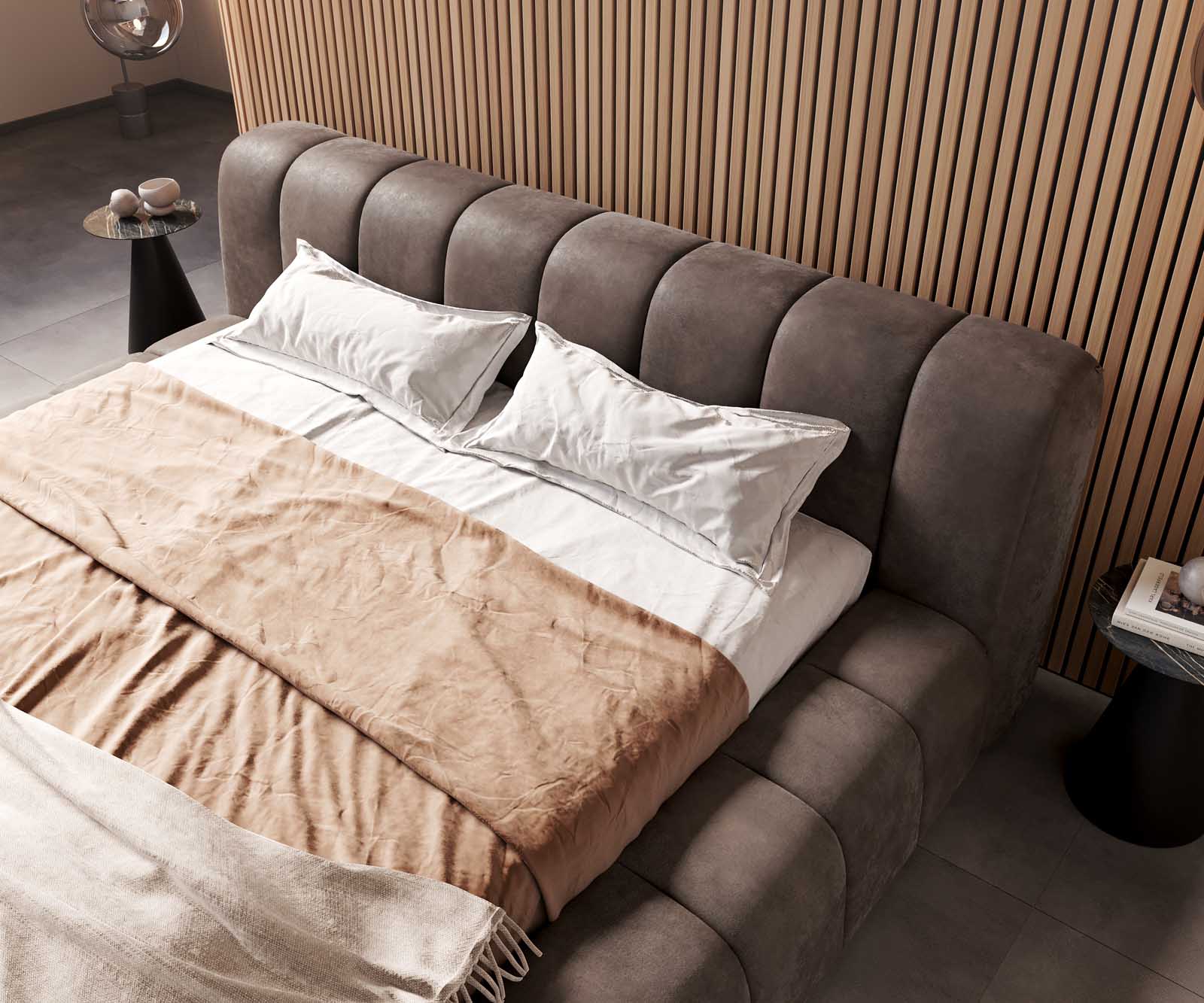 Тапицирано легло Cutio 180x200 cm микрофибър сив реколта 4 Тапицирано легло Cutio 180x200 cm микрофибър сив реколта 4