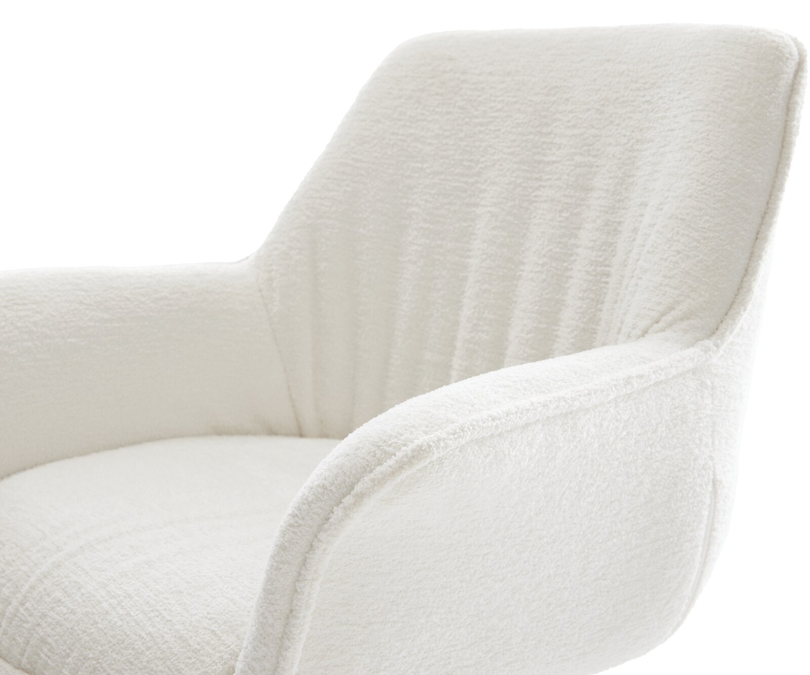 Въртящ се стол Keila-Flex с подлакътници Bouclé Soft Beige Кръстосана основа широка Черно 360° въртене Люлееща се функция 3