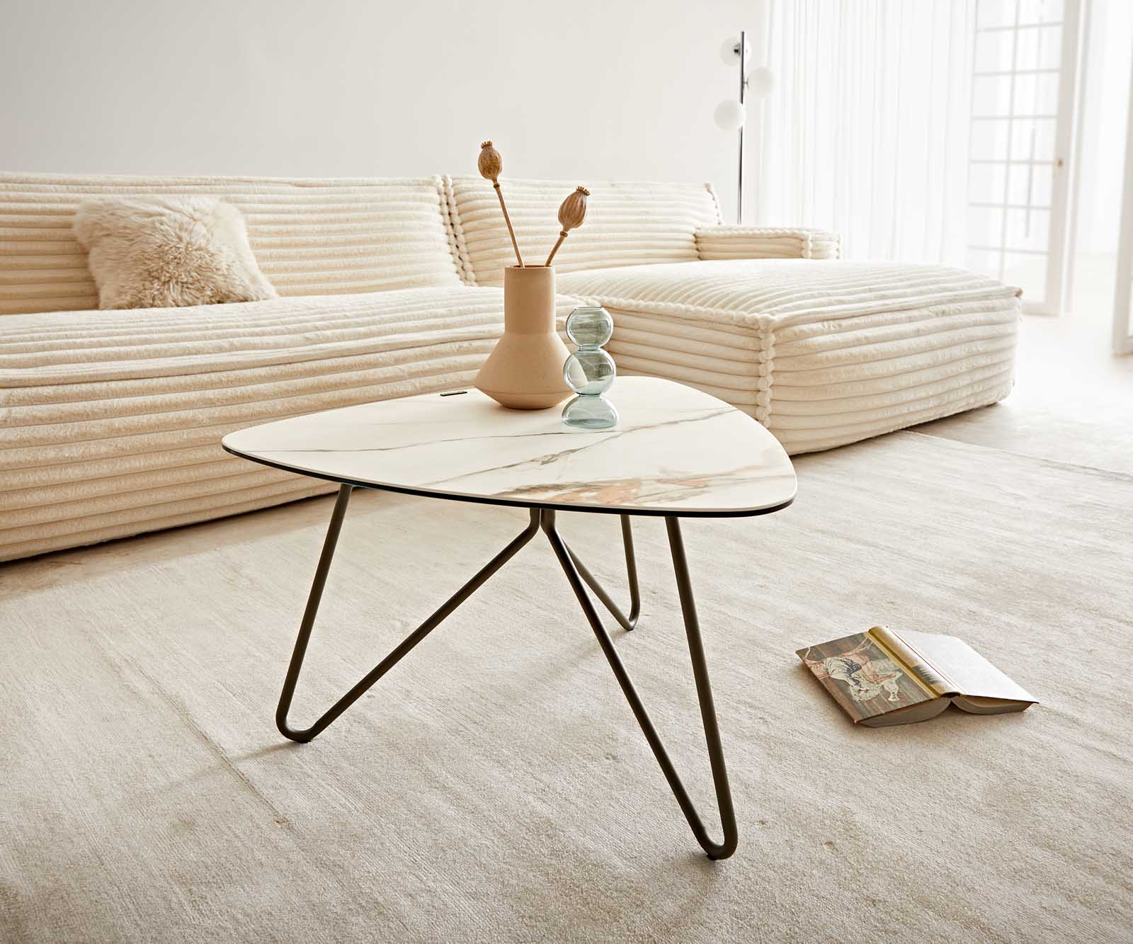 Холна маса 65x65 cm Керамика Calacatta Luxe бял-Злато-Сив Метални огънати крака, кръгли Метал Ефектен финиш Titan Ekrem