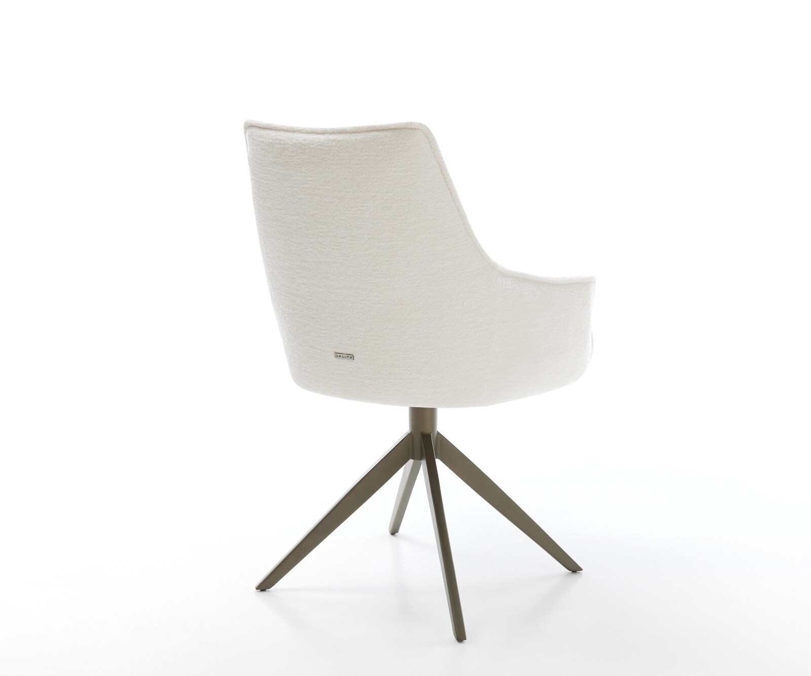 Въртящ се стол Alja-Flex с подлакътници Bouclé Soft Beige Кръстосана рамка широка Ефектно покритие Титан 360° завъртане Люлееща се функция Ядро от джобни пружини 5