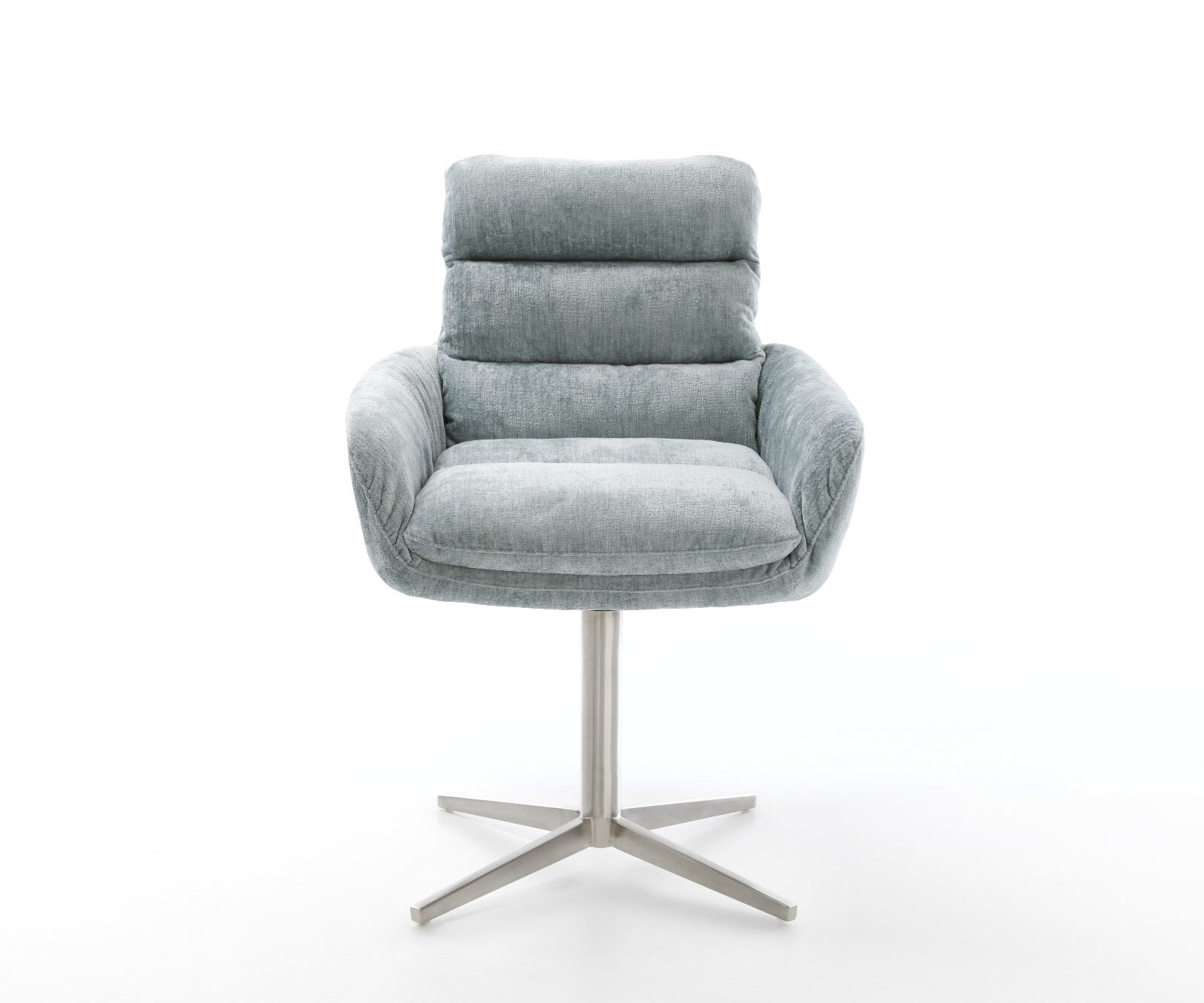 Врътящ се стол с подлакътници Шенил ПастелСин Офис основа Неръждаема стомана 360° въртящ се Abelia-Flex 1 Врътящ се стол с подлакътници Шенил ПастелСин Офис основа Неръждаема стомана 360° въртящ се Abelia-Flex 1