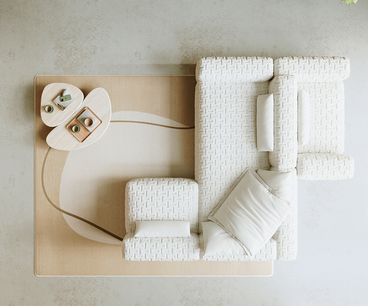 Дневен кът Freestyle 360x290 cm Bouclé Soft Beige Quilted 5