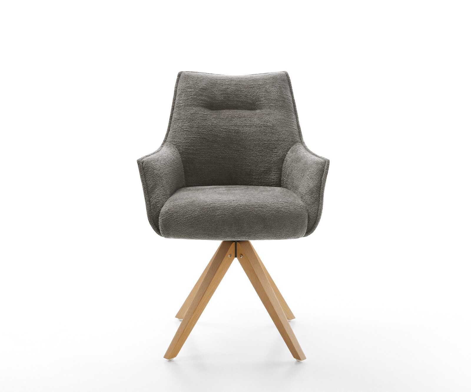 Въртящ се стол Alja-Flex с подлакътници Bouclé Soft mud Дървена рамка ъглова естествена 180° завъртане Ядро от джобни пружини 2