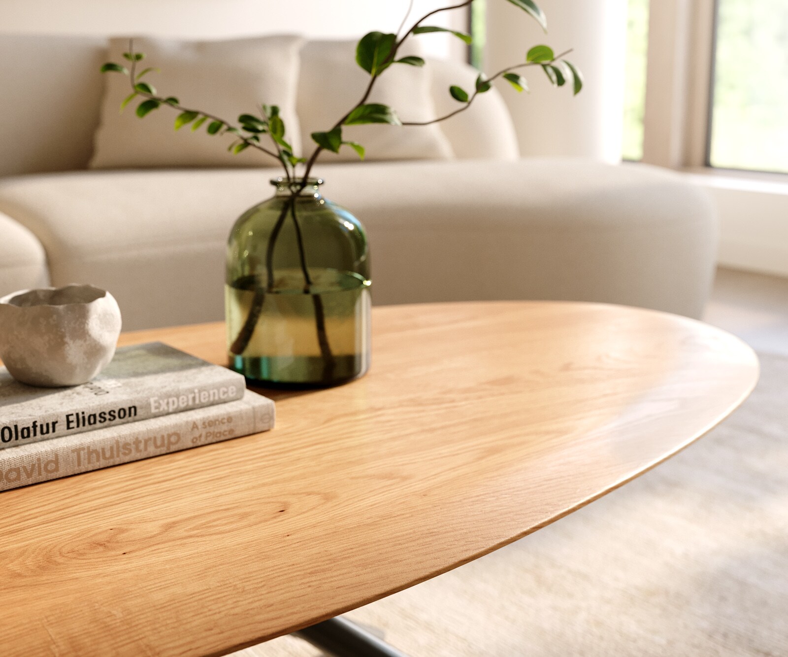 Масичка за кафе Edge Oval 140x75 cm естествен дъб кръгъл ръб Sarity метал черен 5