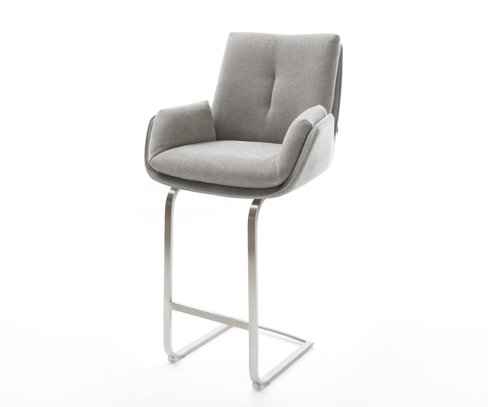 Бар стол Clea-Flex текстурирана тъкан меко сиво конзола плоска неръждаема стомана