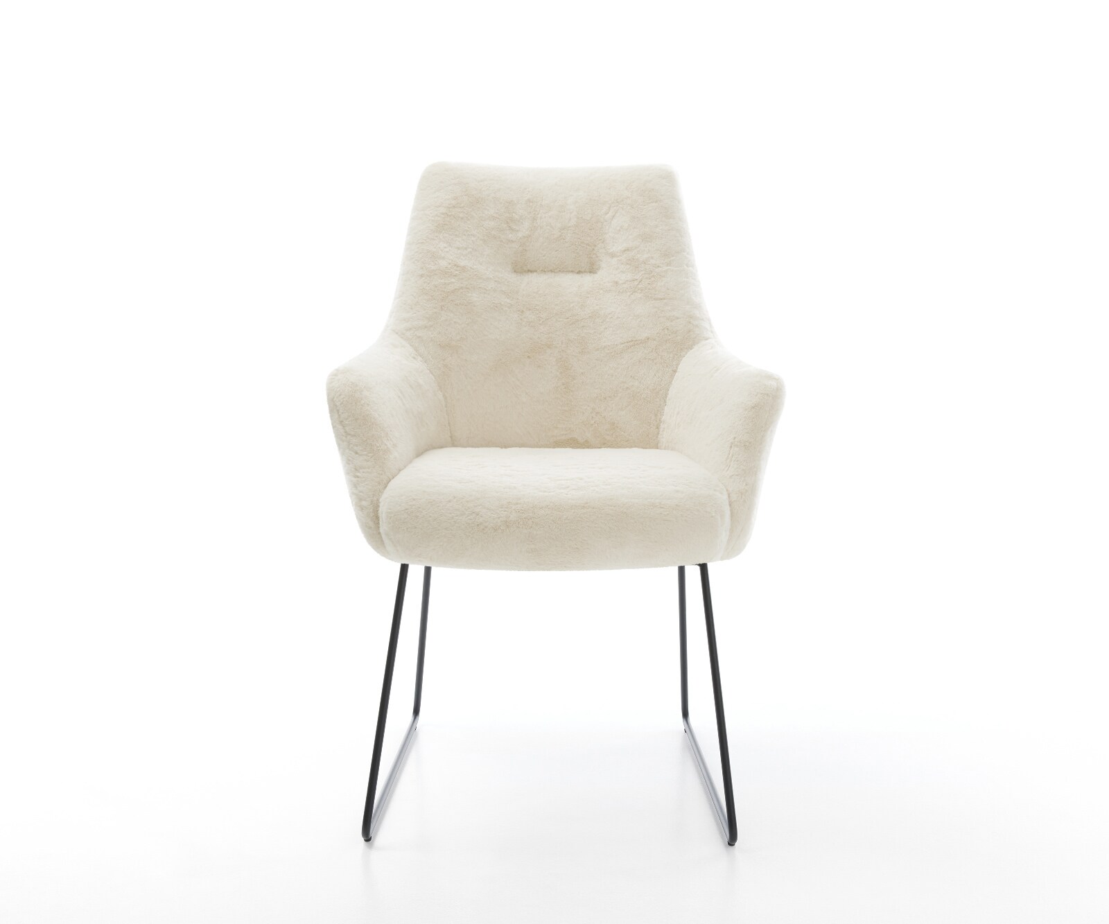 Стол за хранене Alja-Flex с подлакътници плюшена кремаво-бяла основа с черни джобни пружини 2