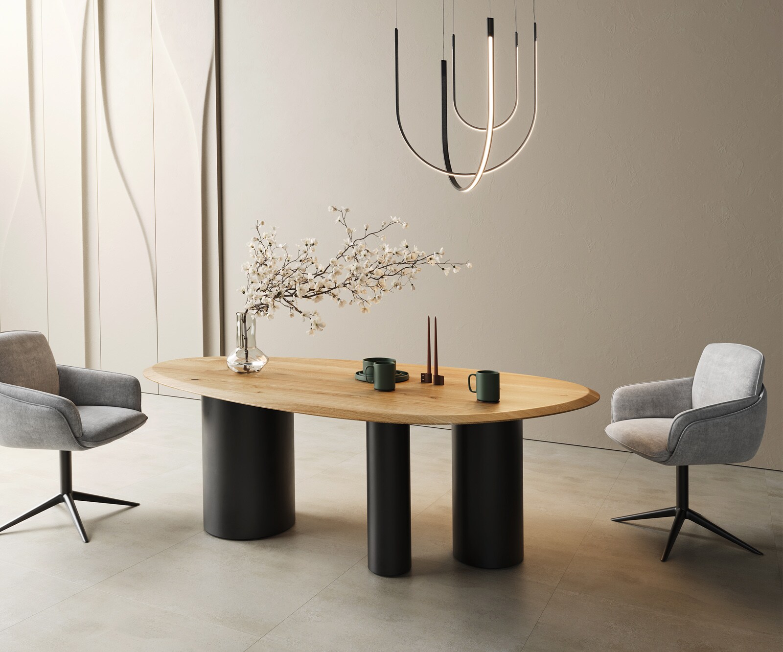 Edge маса за хранене от масивна дървесина Flow Edge Oval 2