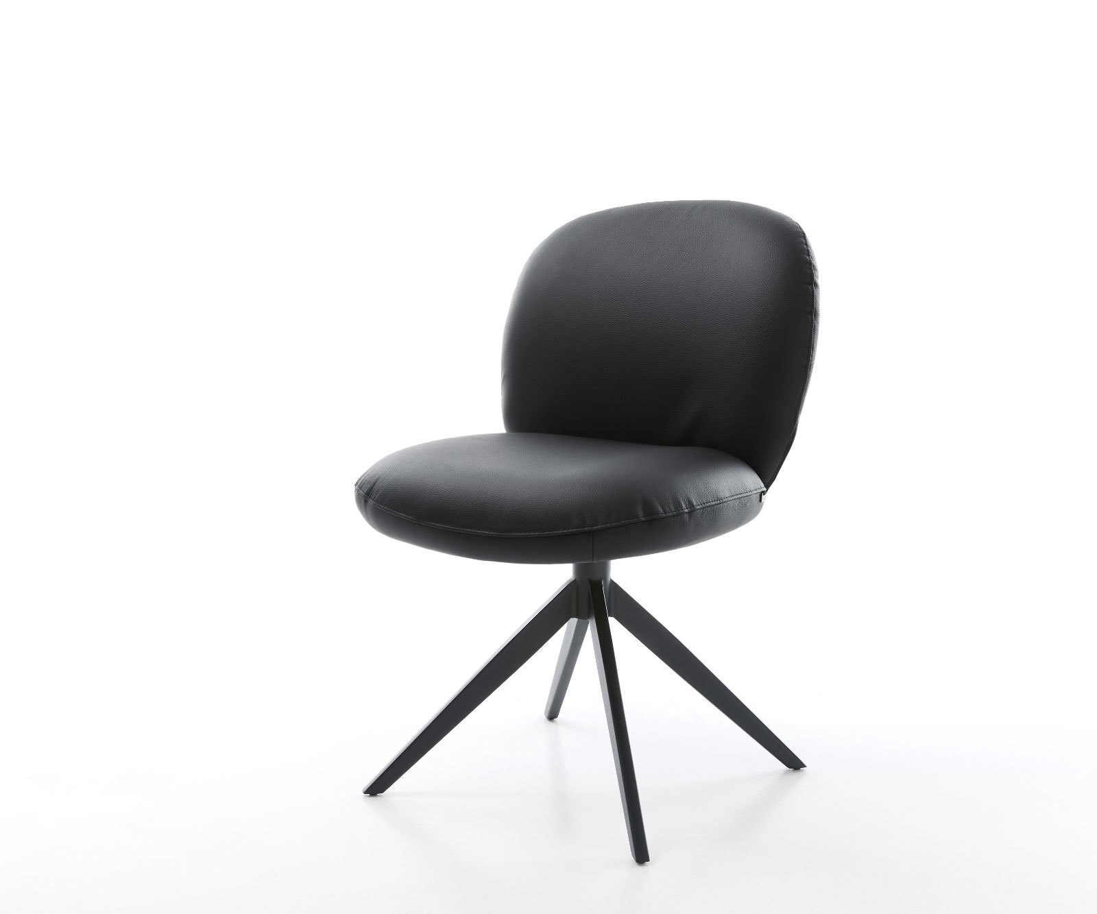 Въртящ се стол Nube-Flex Естествена кожа Черно Кръстосана рамка широка Черно Завъртане на 360° Люлееща се функция Ядро от джобни пружини