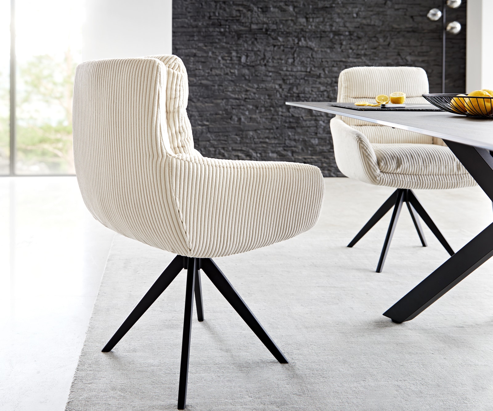 Врътящ се стол с подлакътници Корд Бежов Конус крак  Черен 180° въртящ се Abelia-Flex 4 Врътящ се стол с подлакътници Корд Бежов Конус крак  Черен 180° въртящ се Abelia-Flex 4