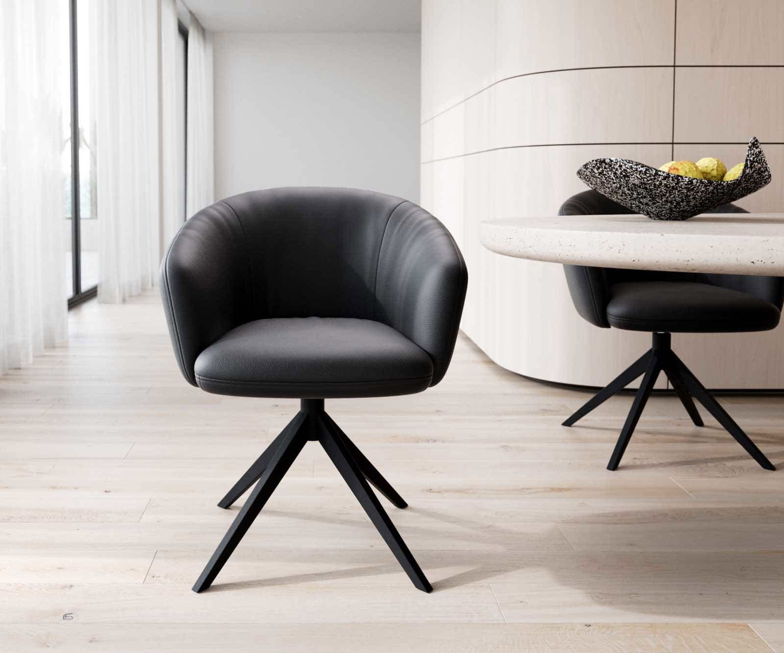 Врътящ се стол с подлакътници Естествена кожа Черен Конус крак плосък Черен 360° въртящ се Покет пружина Caja-Flex 1 Врътящ се стол с подлакътници Естествена кожа Черен Конус крак плосък Черен 360° въртящ се Покет пружина Caja-Flex 1