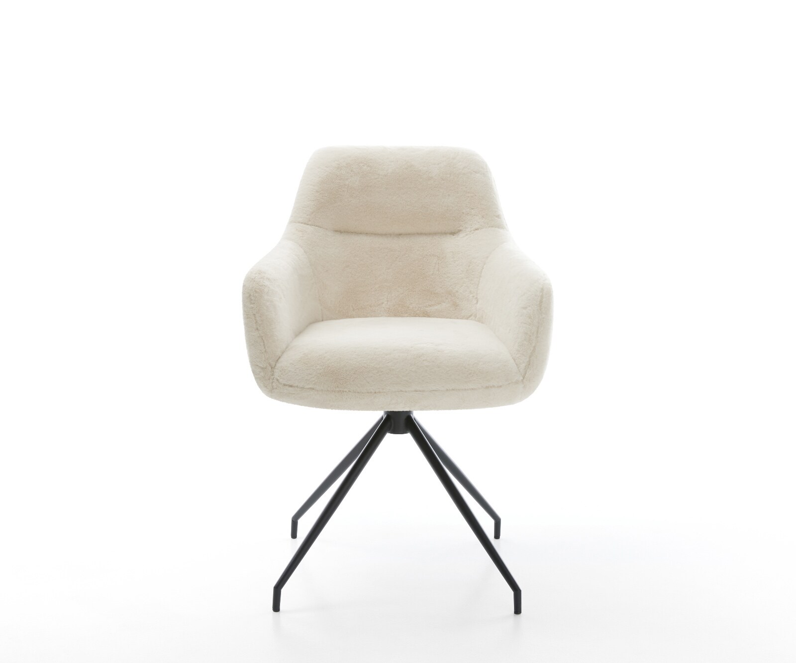 Стол за хранене Pejo-Flex плюшена кремаво-бяла кръстосана рамка с конична сърцевина от черни джобни пружини 2