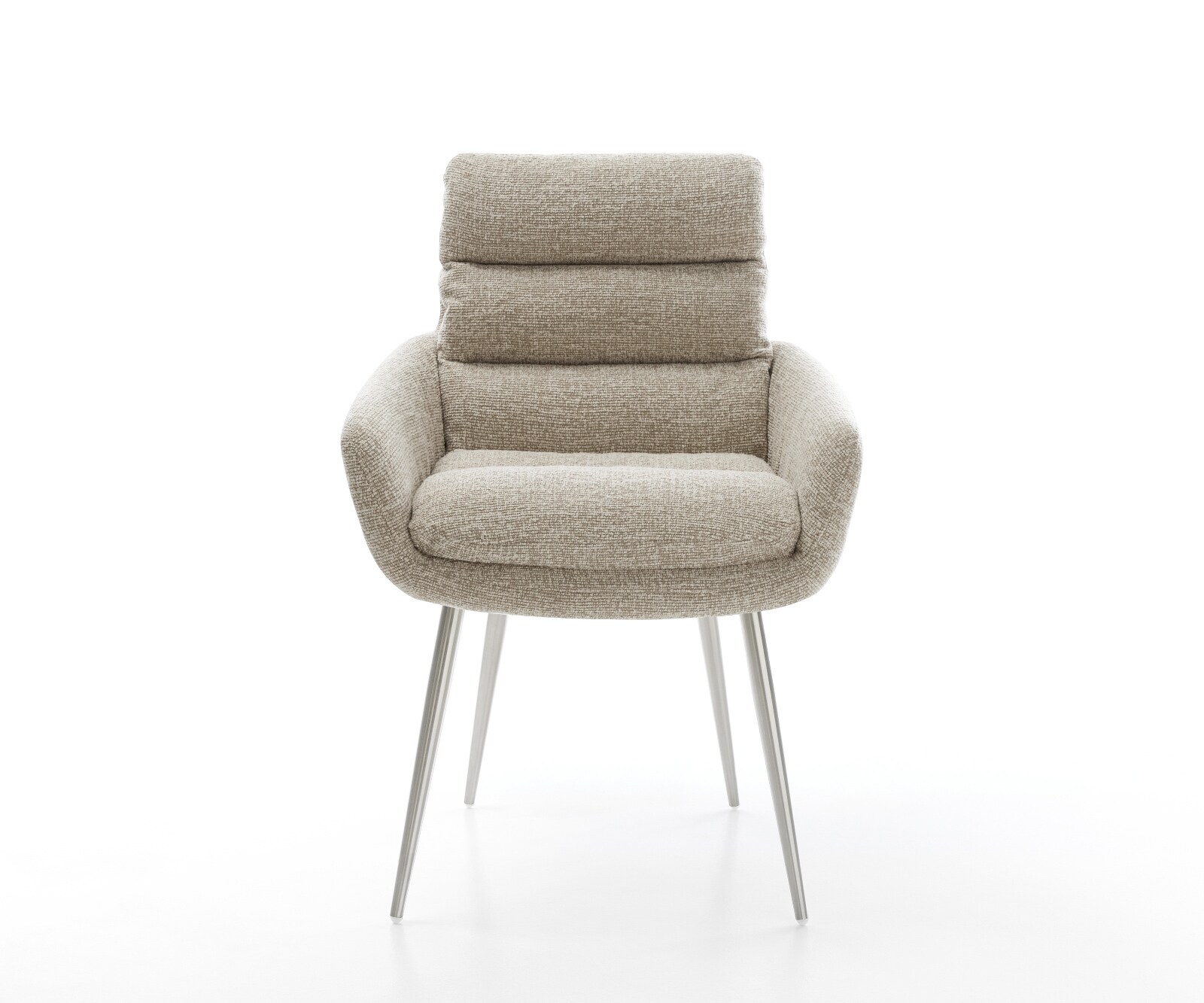 Трапезен стол Abelia-Flex с подлакътници от тъкан Soft Beige 4-основа от неръждаема стомана 2