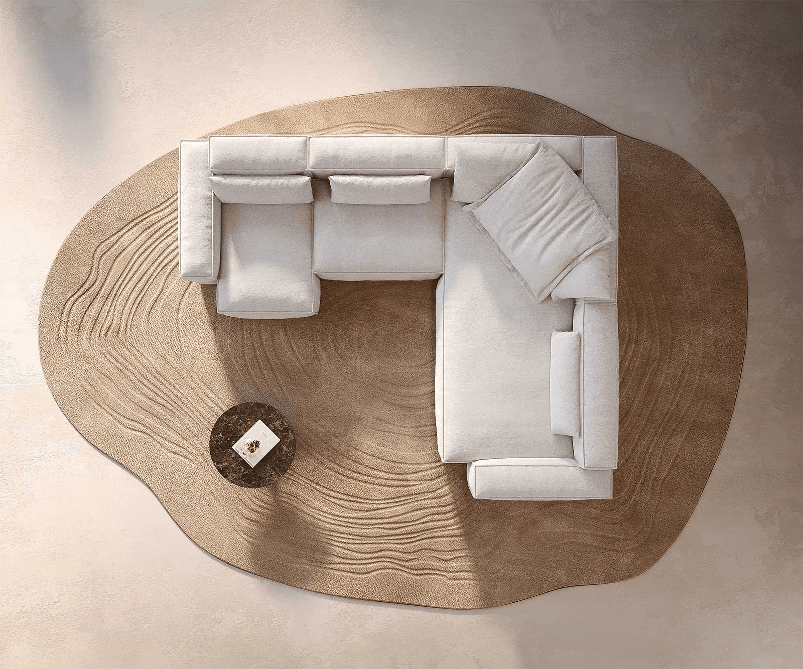 Дневен кът Freestyle 360x290 cm Bouclé Soft Beige с тръбен шев 5