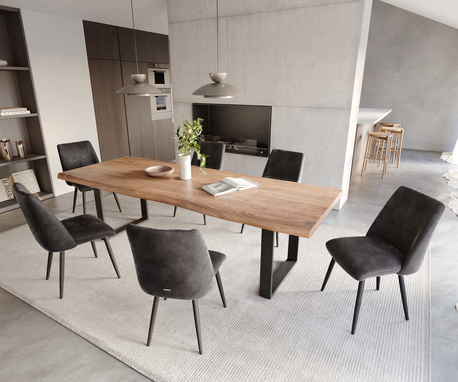 Трапезен стол Антрацит Винтидж 4 крака конични Черен Покет пружина Elso-Flex 4 Трапезен стол Антрацит Винтидж 4 крака конични Черен Покет пружина Elso-Flex 4