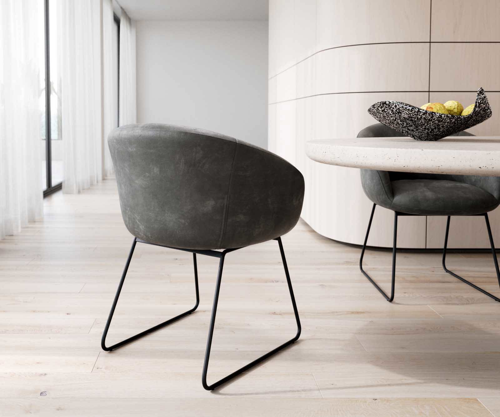 Трапезен стол с подлакътници Антрацит Винтидж Извити крака Черен Покет пружина Vinka-Flex 4 Трапезен стол с подлакътници Антрацит Винтидж Извити крака Черен Покет пружина Vinka-Flex 4