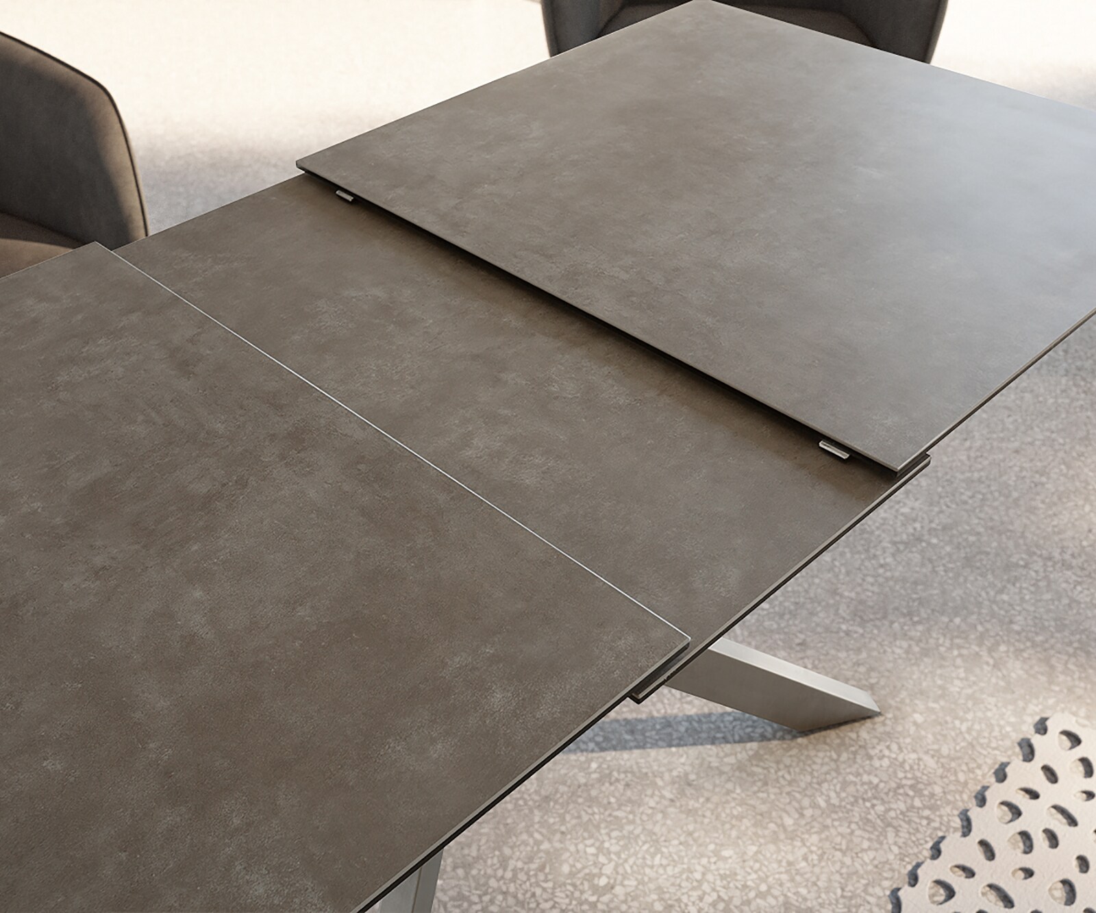 Маса 160/200x90 cm Keramik Кафяв Неръждаема стомана разтегателна Daven 3