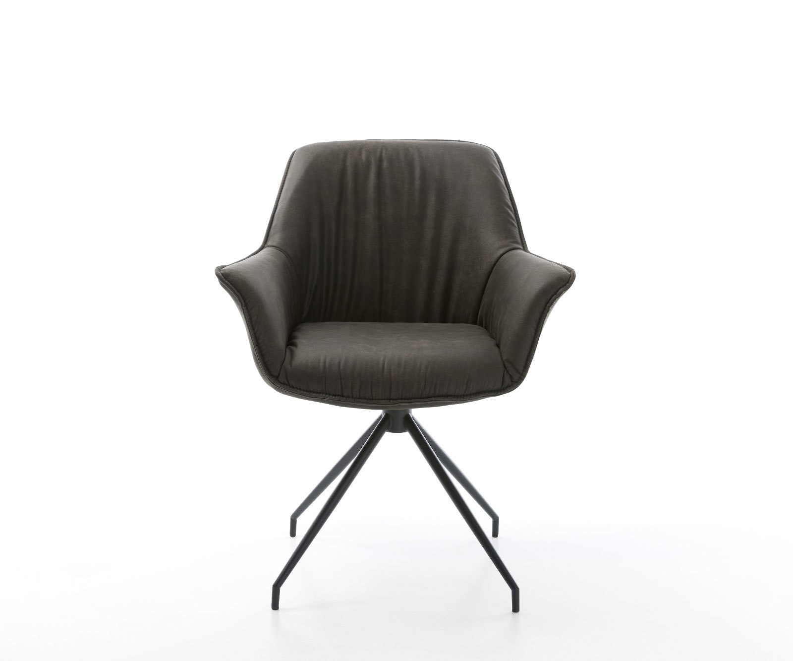 Врътящ се стол с подлакътници Антрацит Винтидж Конус крак кръгъл Черен 180° въртящ се Keila-Flex 2