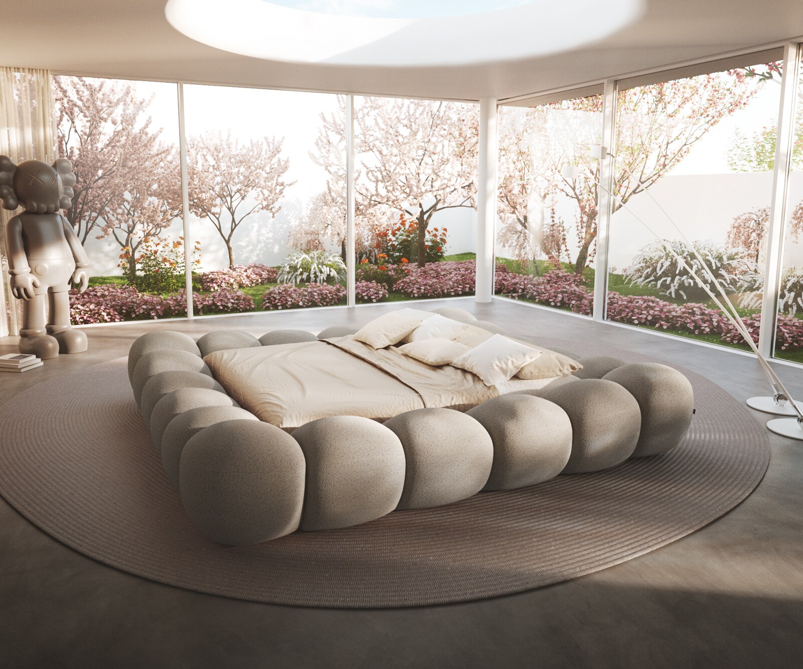 Тапицирана рамка за легло Perlla 180x200 cm Bouclé Taupe 1