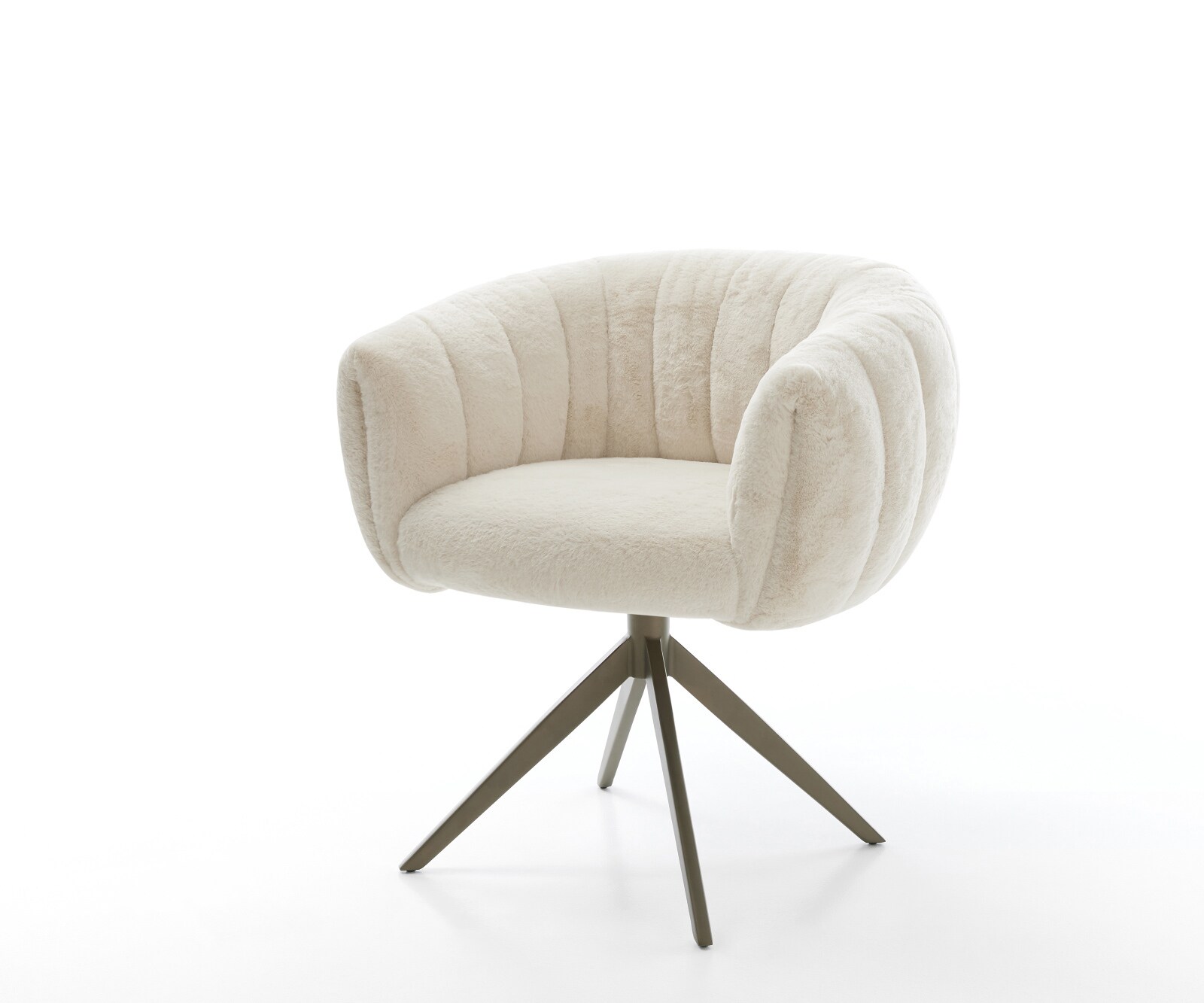 Въртящ се стол Jada-Flex плюшена кремаво-бяла кръстосана рамка покритие с широк ефект титан 360° въртяща се люлееща се функция сърцевина от джобни пружини