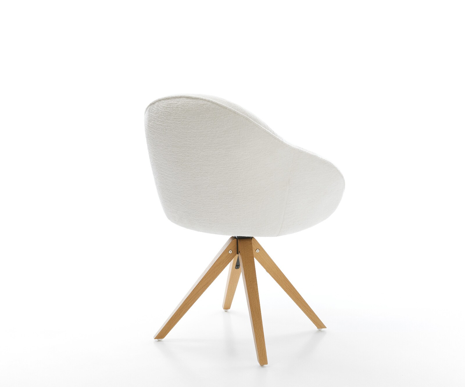 Въртящ се стол Gaio-Flex Bouclé Soft Beige с дървена рамка с изчистени линии в естествен цвят, въртящ се на 180° 5