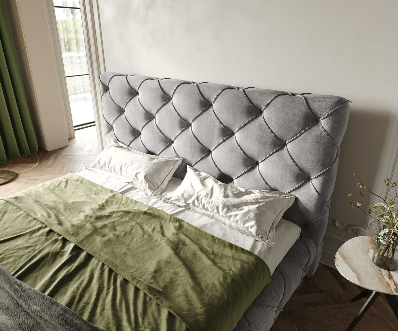 Тапицирано легло Nayara 180x200 cm, микрофибър, сива 5