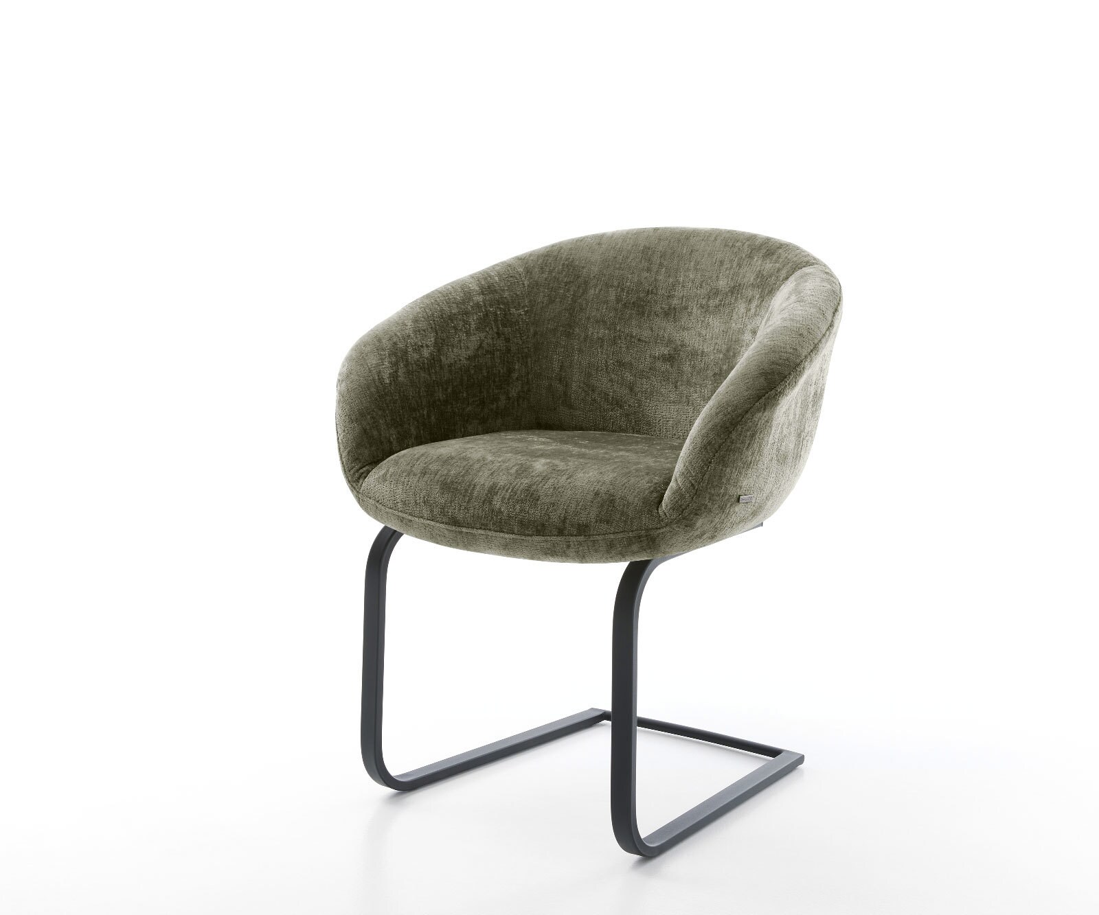 Люлеещ стол с подлакътници Шенил Маслина Конзолен крак плосък Черен Покет пружина Vinka-Flex 1