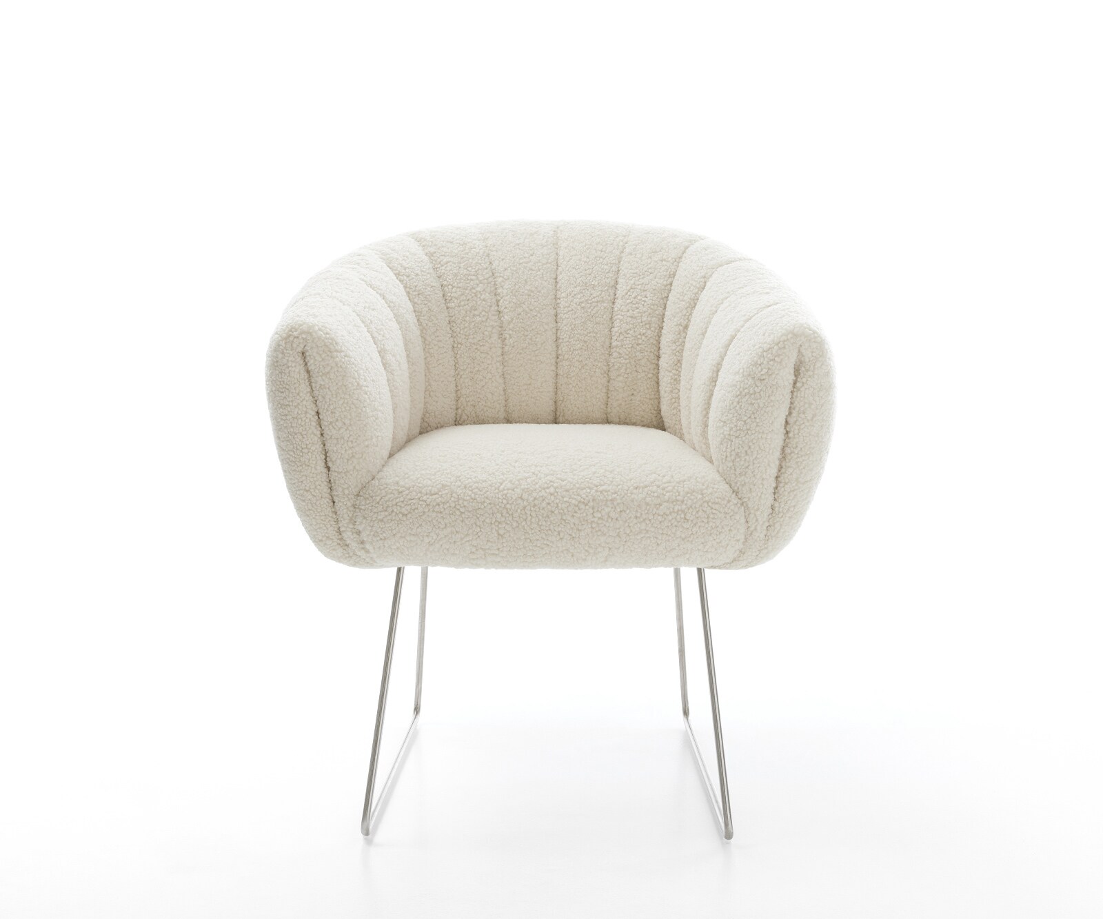 Трапезен стол Jada-Flex teddy плат бежов Основа от неръждаема стомана с джобни пружини 1