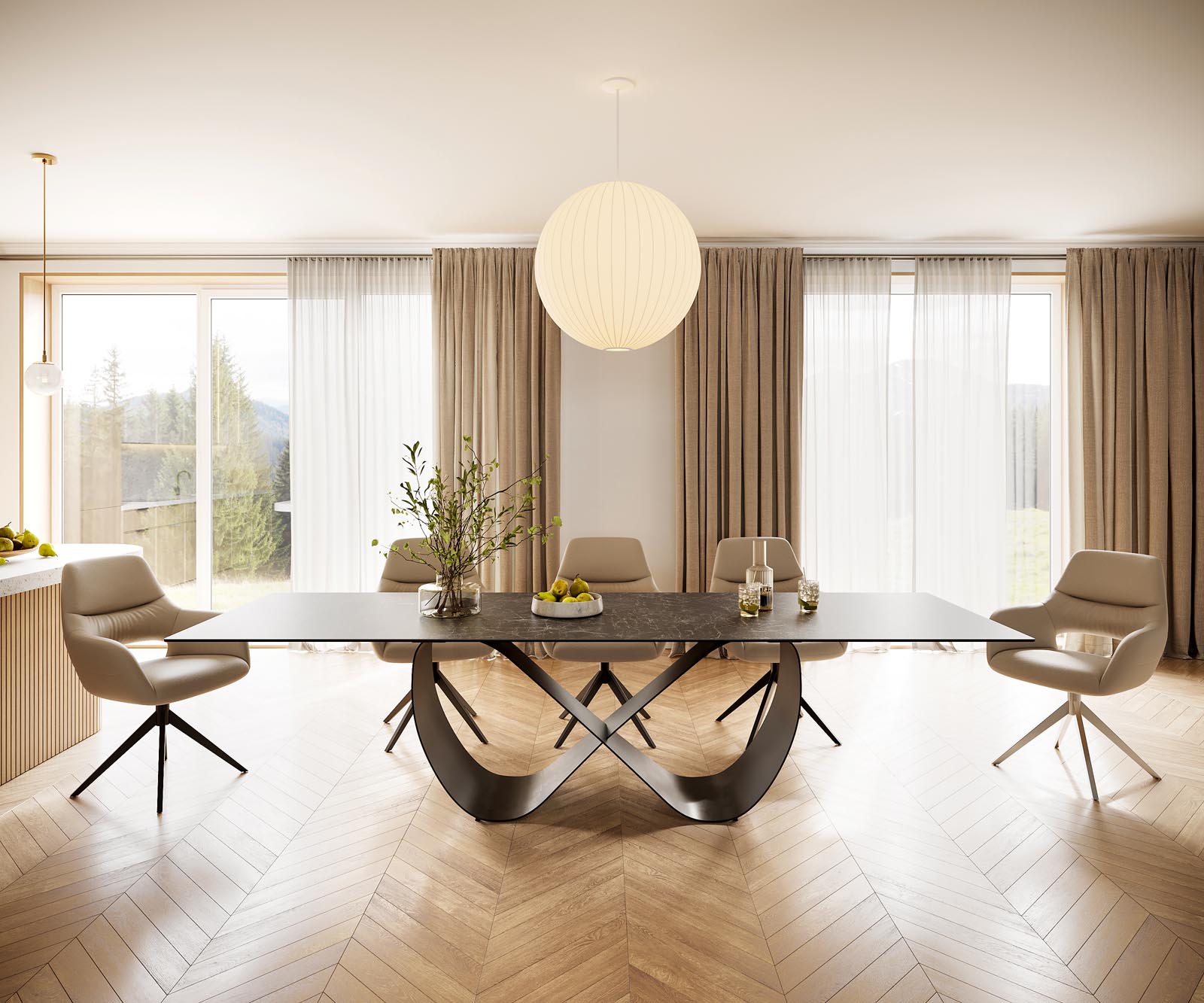 Маса 300x100 Keramik Laminam® Nero Greco Антрацит Infinity Метал Черен Edge 1
