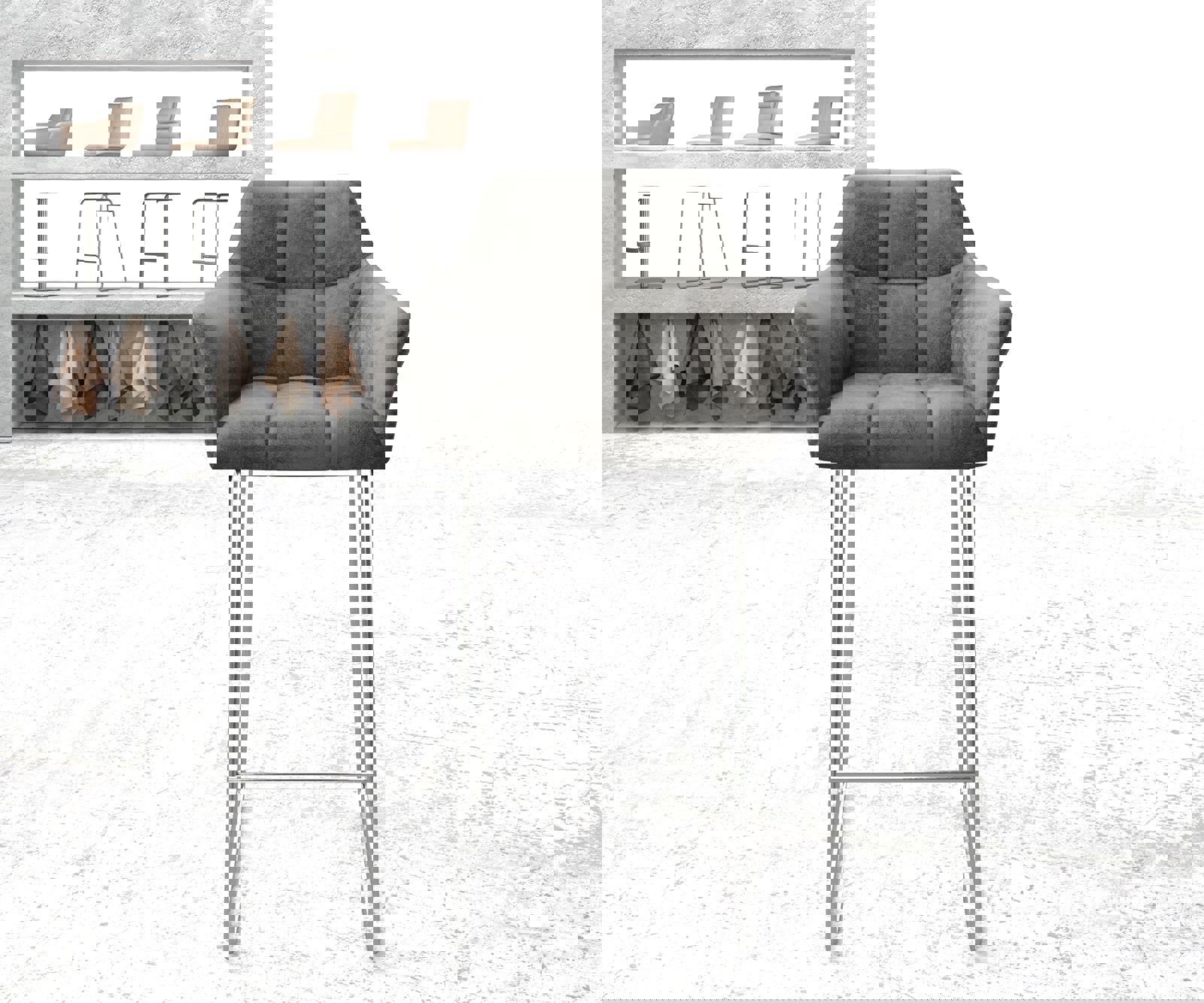 Бар стол Винтидж Сив Извити крака Неръждаема стомана Yulo-Flex 1 Бар стол Винтидж Сив Извити крака Неръждаема стомана Yulo-Flex 1