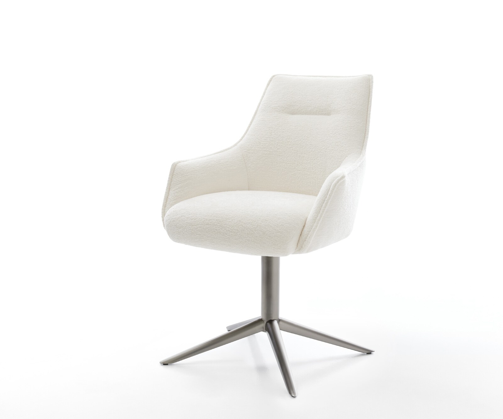 Въртящ се стол Alja-Flex с подлакътници Bouclé Soft Beige Основа графит Въртене на 360° Люлееща се функция Ядро от джобни пружини 1