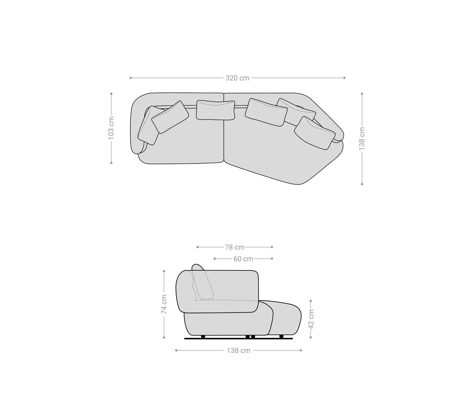 Диван Roya 320x140 cm Cord Бежов 6 Диван Roya 320x140 cm Cord Бежов 6