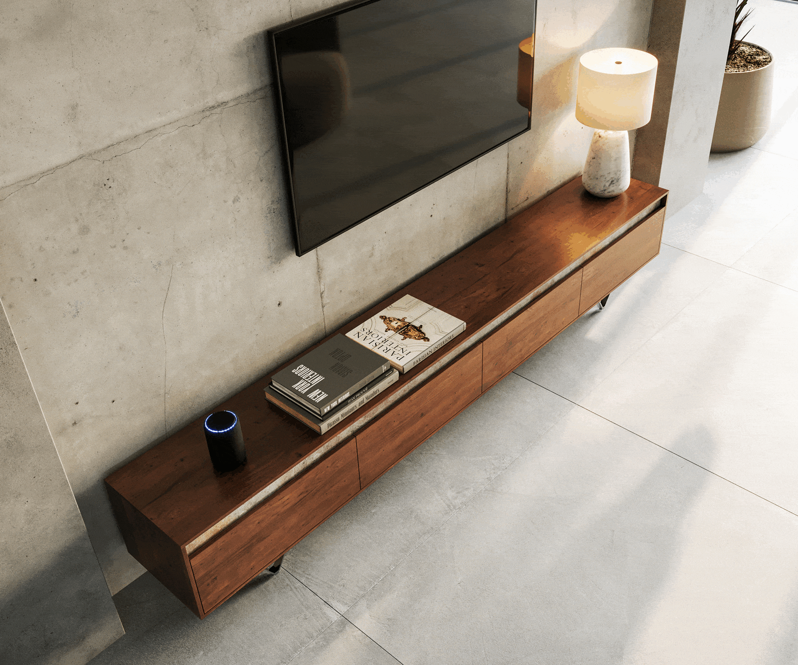 ТВ шкаф 240 cm Акация Кафяв каменен фурнир 4 Врати V-Крак Черен Stonegrace 3 ТВ шкаф 240 cm Акация Кафяв каменен фурнир 4 Врати V-Крак Черен Stonegrace 3