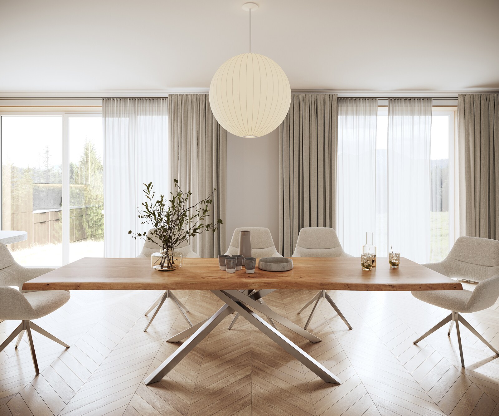 Маса 300x100 XL Акация Натурал КръстРамка Правоъгълник Неръждаема стомана Edge 2