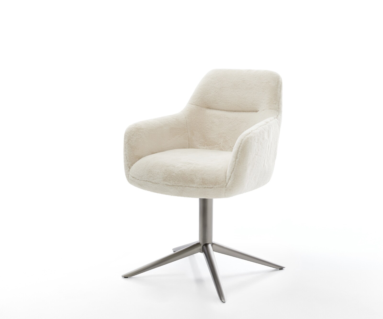 Въртящ се стол Pejo-Flex плюшена кремаво-бяла основа графит 360° въртяща се люлееща се функция сърцевина от джобни пружини 1