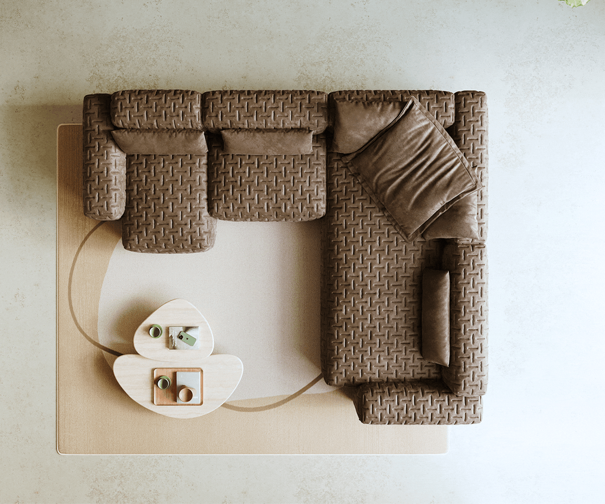 Дневен кът Freestyle 360x290 cm микрофибър тъмно сиво винтидж ватиран 5