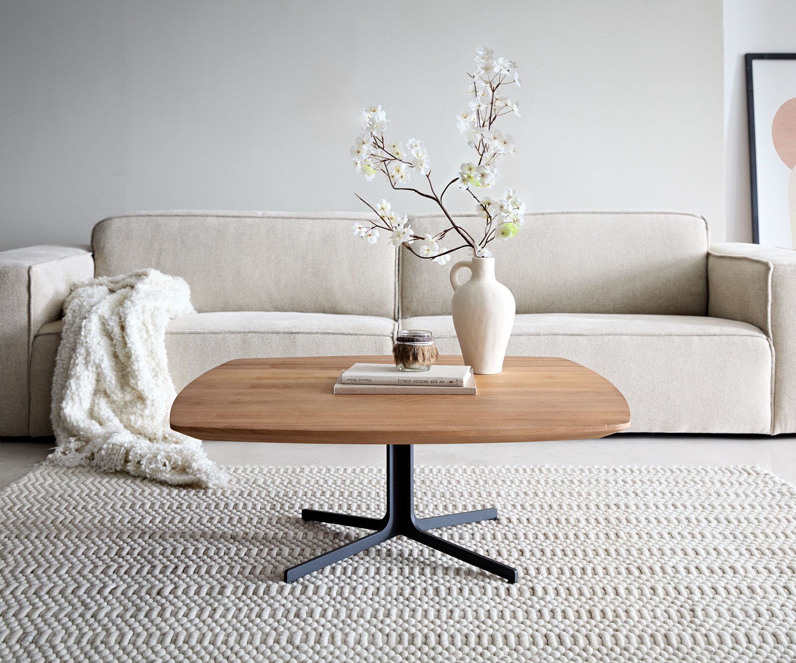 Масичка за кафе Talita 90x90 cm бряст естествен метален ефект покритие титан 1