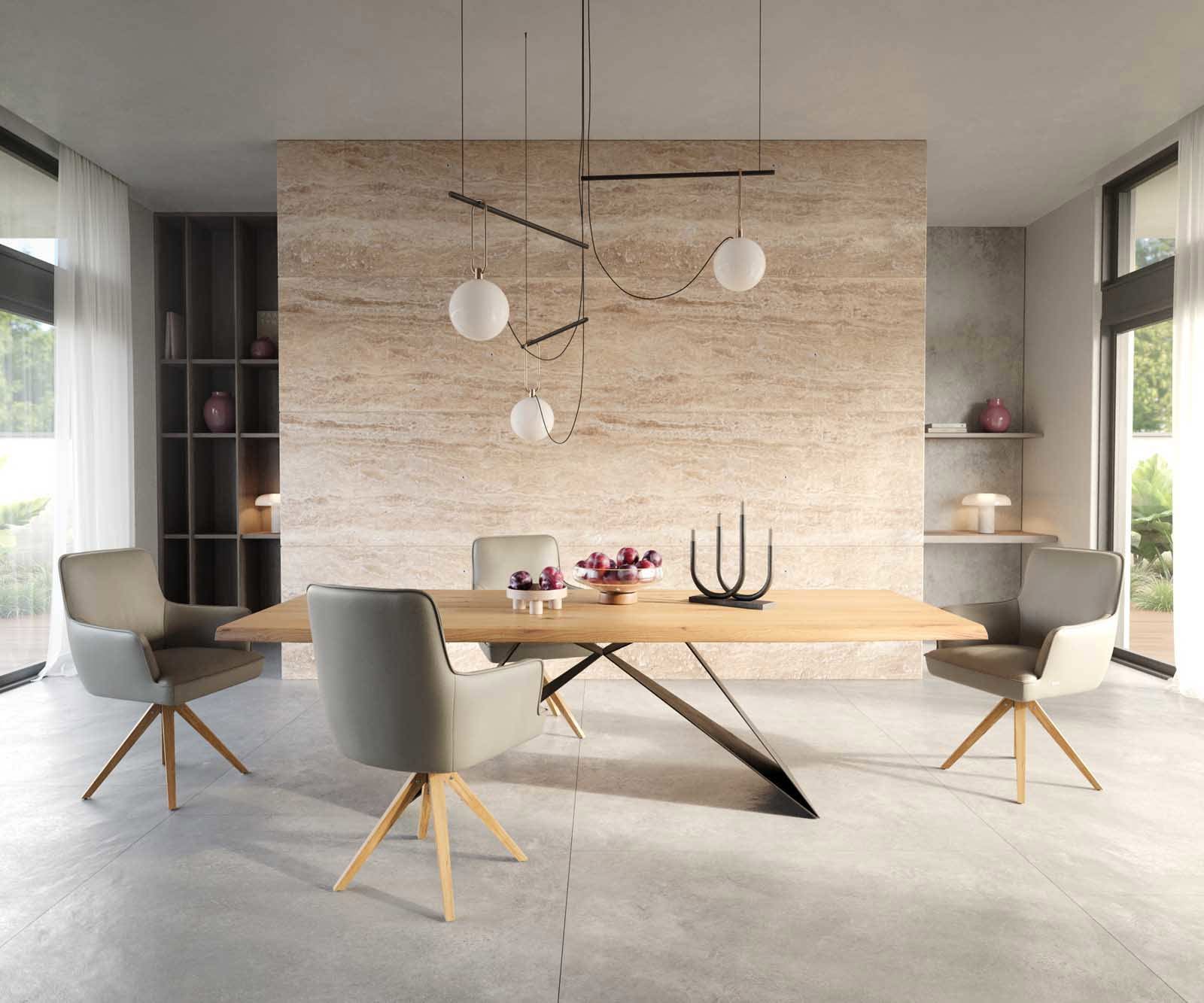 Врътящ се стол с подлакътници Естествена кожа Сиво-Кафяв Дървена рамка  Натурал 180° въртящ се Покет пружина Heira-Flex 4 Врътящ се стол с подлакътници Естествена кожа Сиво-Кафяв Дървена рамка  Натурал 180° въртящ се Покет пружина Heira-Flex 4