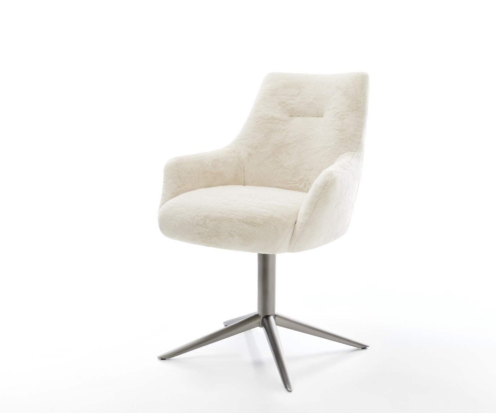 Въртящ се стол Alja-Flex с подлакътници плюшена кремаво-бяла основа графит 360° въртяща се люлееща се функция сърцевина от джобни пружини 1