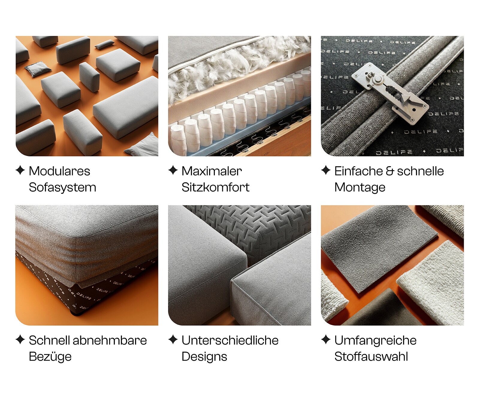 Дневен кът Freestyle 360x290 cm структурирана тъкан мека сива прошивка 8